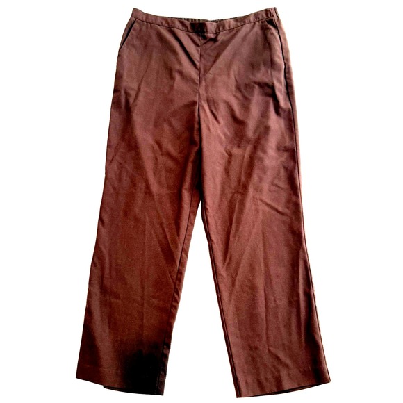 ALFRED DUNNER Brown Dress Pants Flat Front Back Elastic Pockets‎ Women's Size 16 - Picture 1 of 11